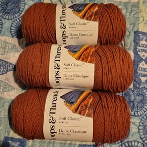 NIP Loops & Threads Soft Classic Acrylic Yarn - Ginger - 3 Skeins
